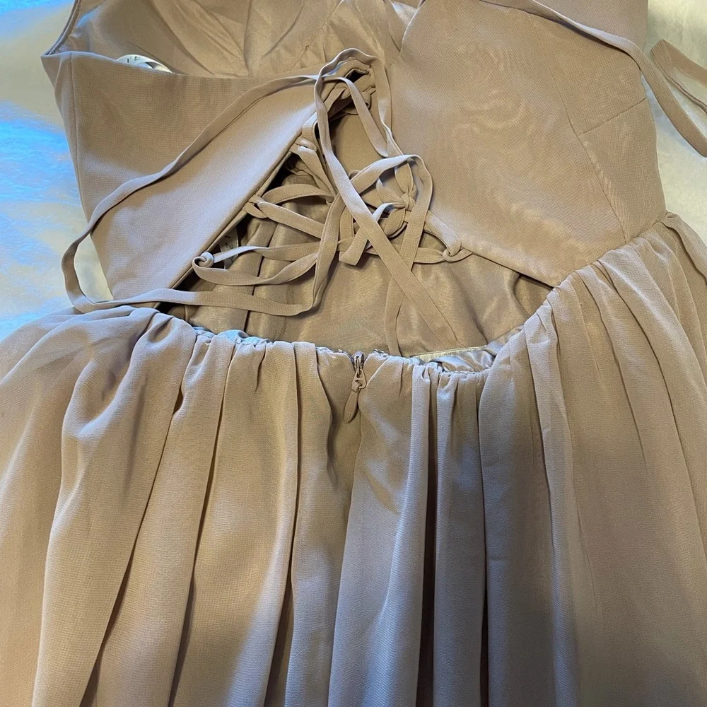 Taupe AZAZIE AAIDA Bridesmaid Dress - Picture 14 of 15
